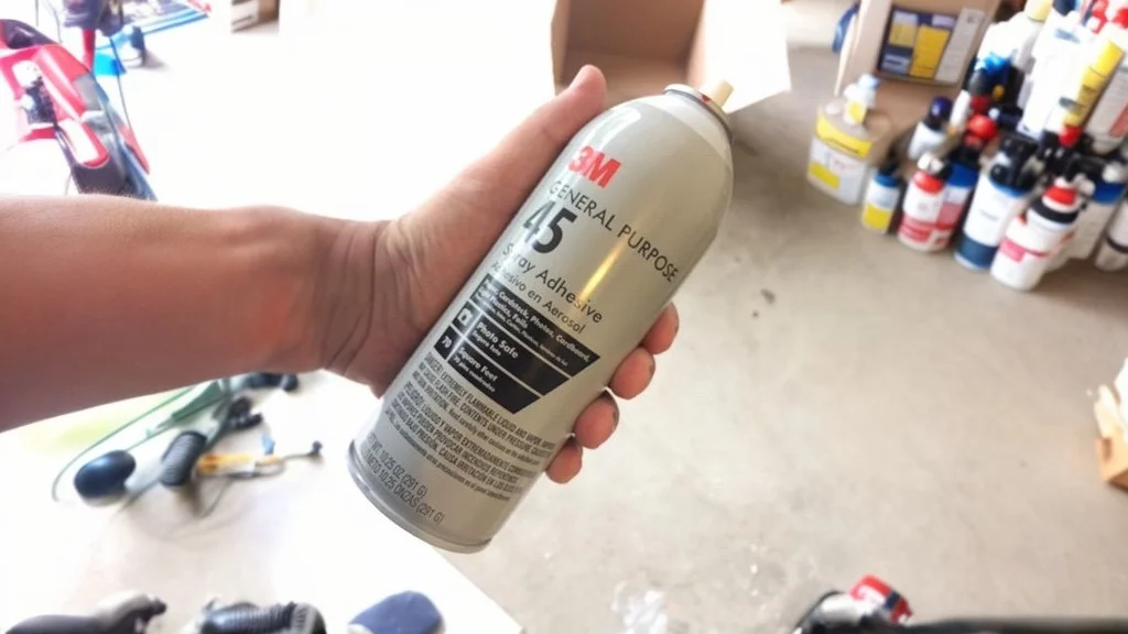 holding 3M Spray Adhesive 45